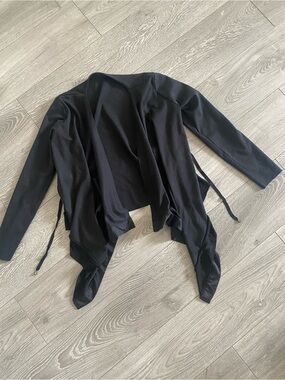 Zara Black Draped Open-Front Cardigan